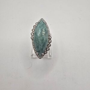 HUGE Vintage Green Amazonite Silver Ring Size 8 BBJ